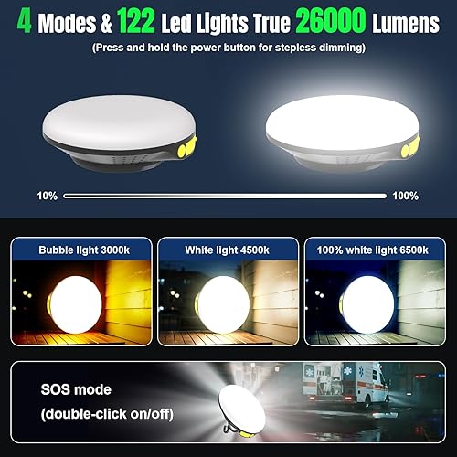 Miniatura 2 de Linterna LED solar portátil de 16000 mAh, 26000 lm, luz recargable de 150 W con imán, linterna, luces impermeables IPX66 para tienda de campaña,