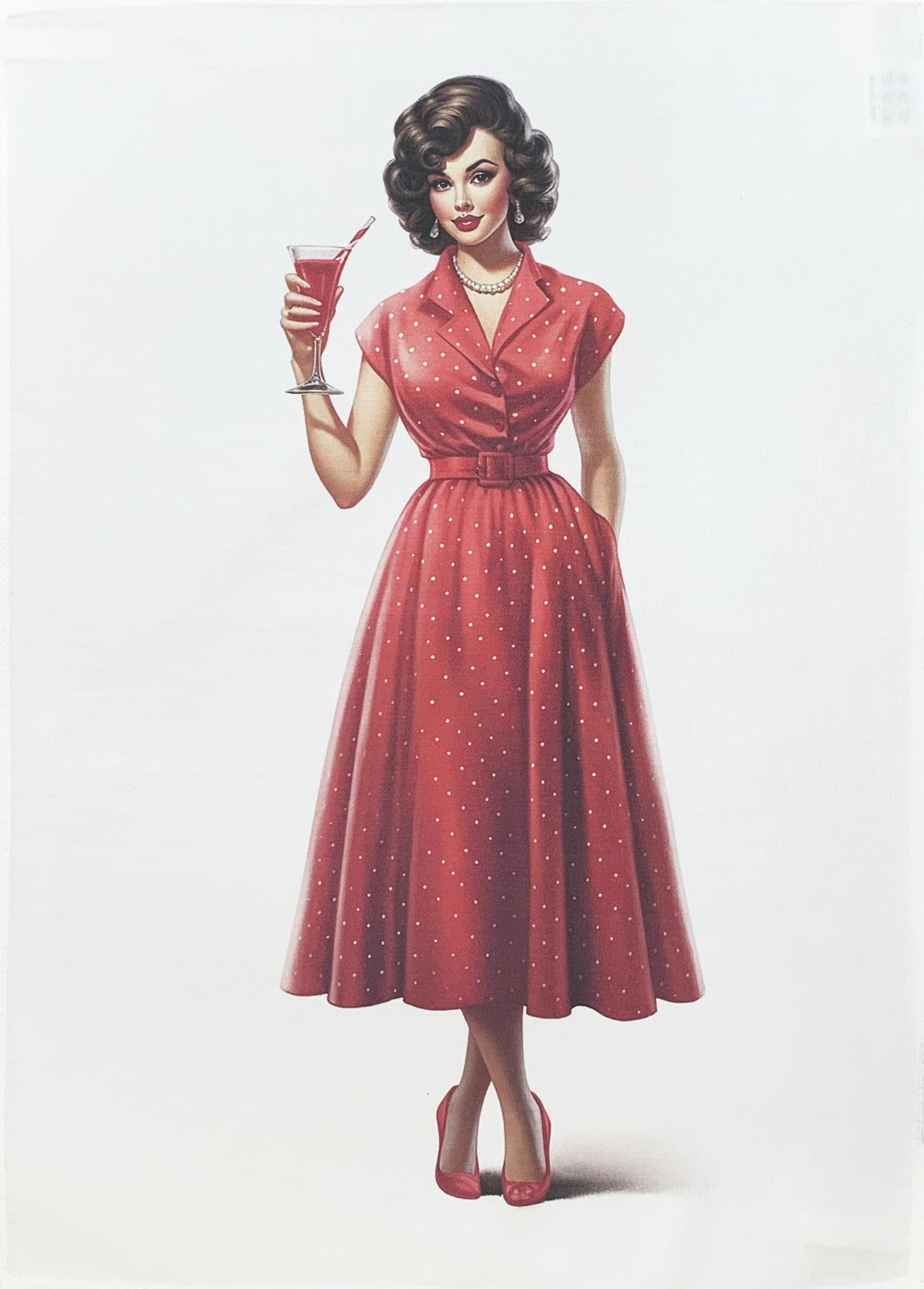 Tea Towel Time for a Cocktail large, colourful, machine washable, cotton,