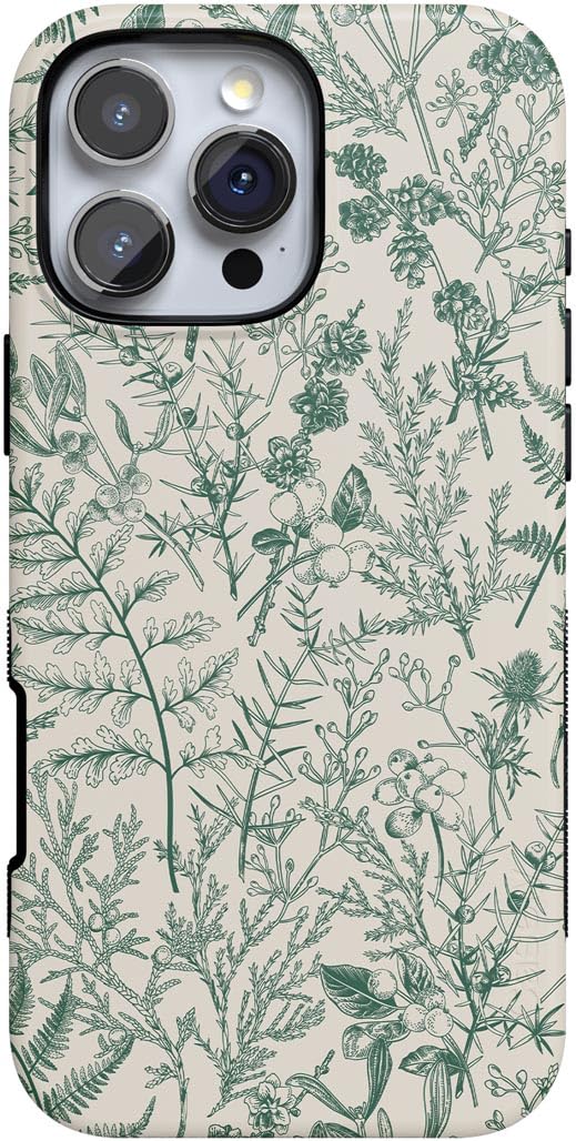 Casely iPhone 16 Pro Case Sage Garden Green Floral Compatible with MagSafe Bold Protective Design
