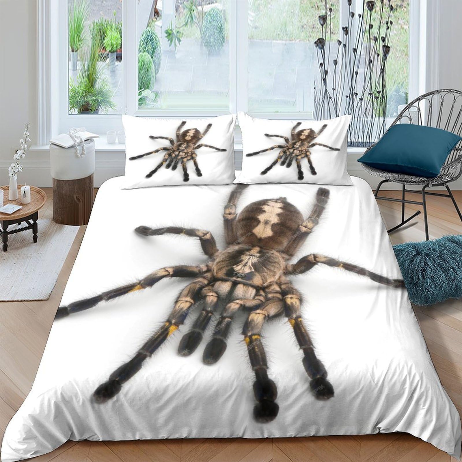 Housses de couettes araignée 3D respirantes en microfibre super douce pour lit double