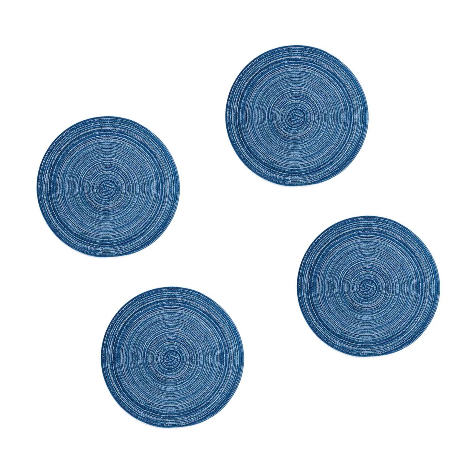 Of 4 Round Braided Woven Table Mats Coasters Faux Rattan 30x30cm Placemat with and Easy Wipe Cleaning Round Braided Woven Placemat
