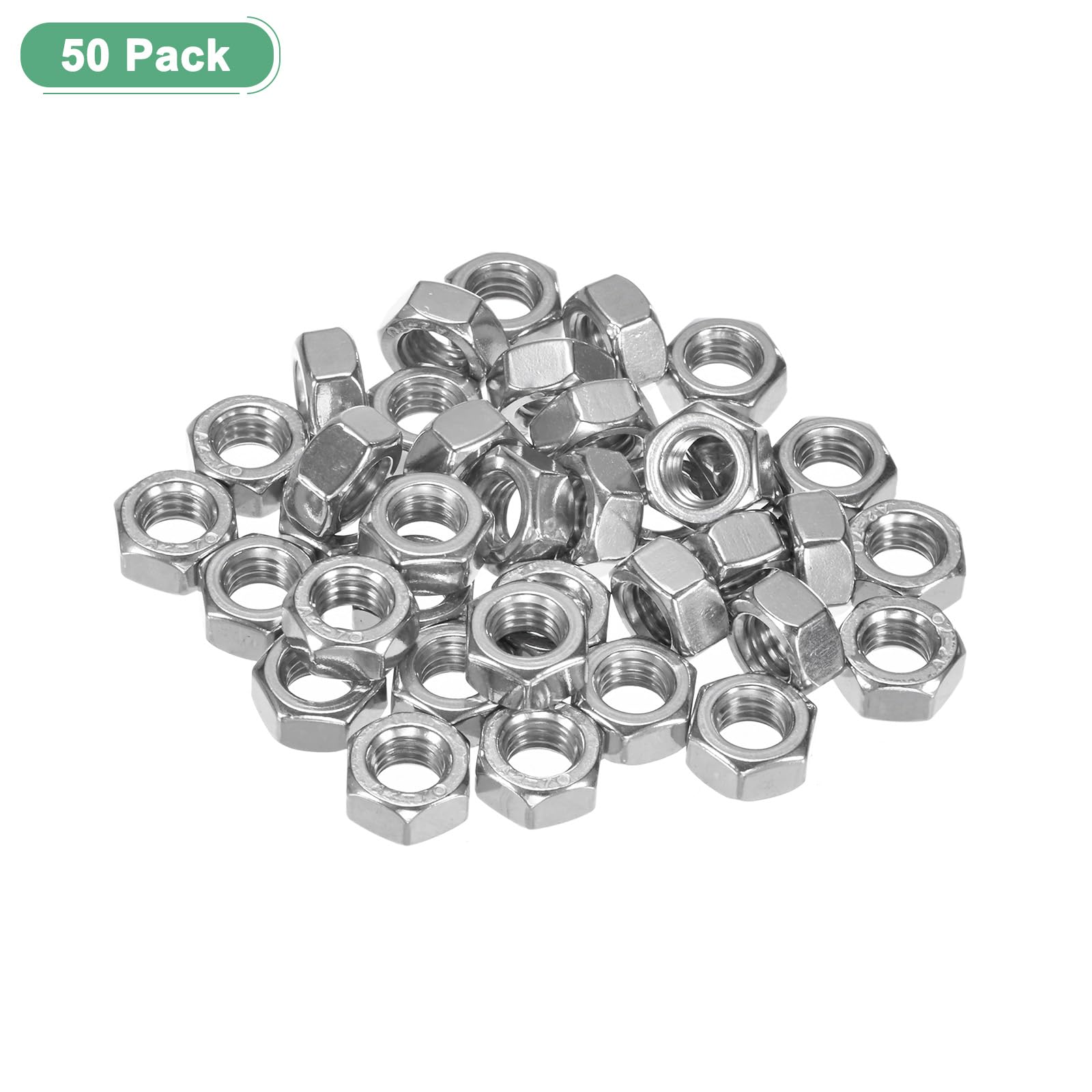 M METERXITY 50-Pack Metric Hex Nuts M8 x 1.25mm Thread Stainless Steel Hexagon Nut Hex Nut Metric Nuts for Machinery/Automotive/Repair/Industrial - Image 4