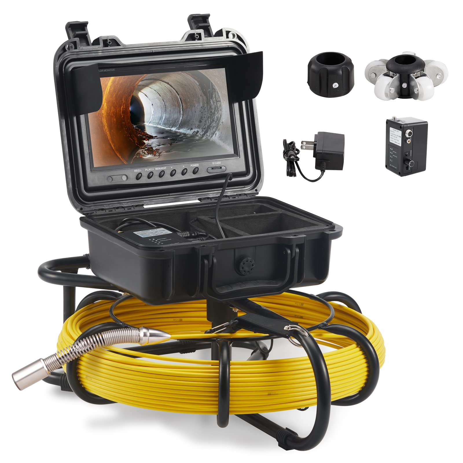 VEVOR Sewer Camera, 165 ft/50 m, 9" Screen Pipeline Inspection Camera with DVR Function, Waterproof IP68 Camera w/12 Adjustable LEDs, w/a 16 GB SD