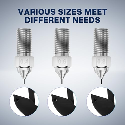 Miniatura 10 de ELEGOO Boquillas de varios tamaños para impresoras 3D Neptune 4 y Neptune 4 Pro, boquillas Hotend de latón 0.20.40.60.031 in con kits de limpieza