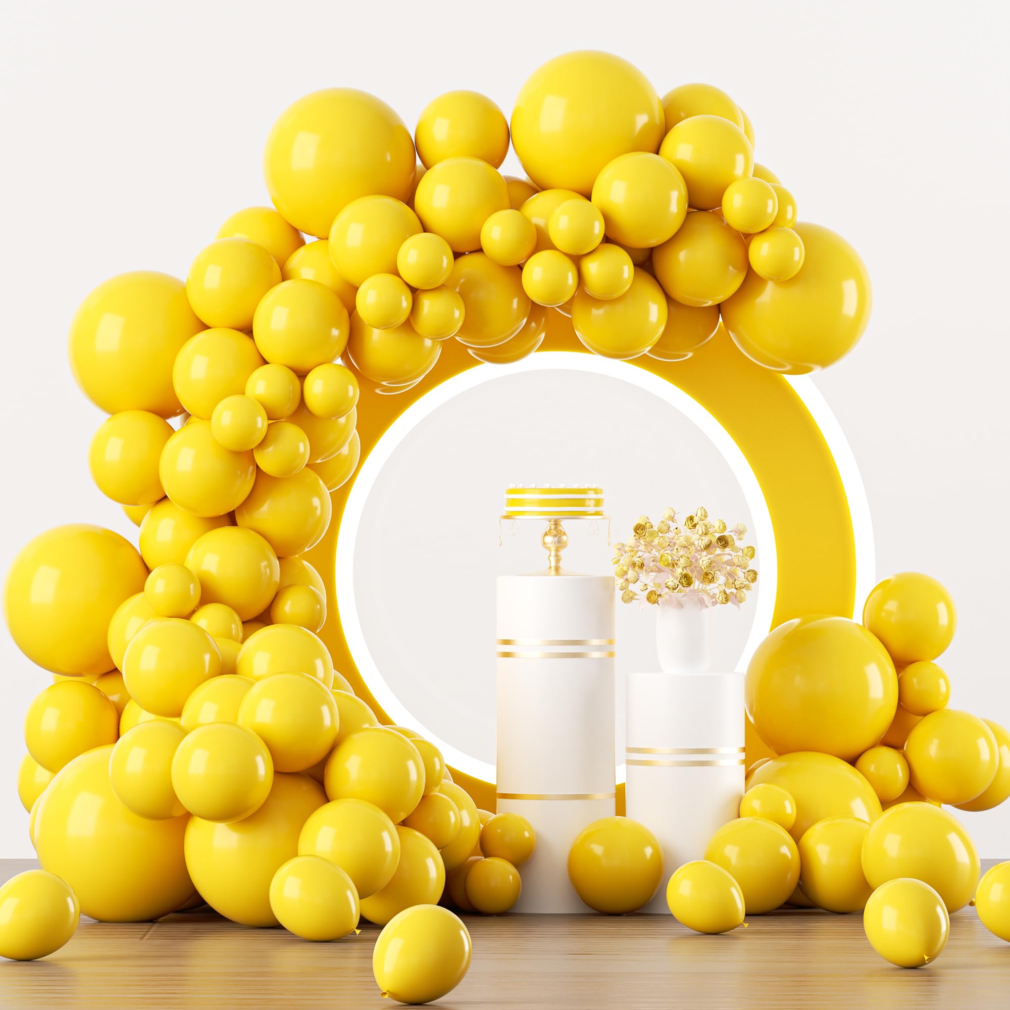 FOTIOMRG125pcs Yellow Balloon Garland Arch Kit, 18 12 10 5 inch Yellow Latex Balloons Different Sizes Pack for Baby Shower Wedding Lemon Sunflower Bee Birthday Party Decorations