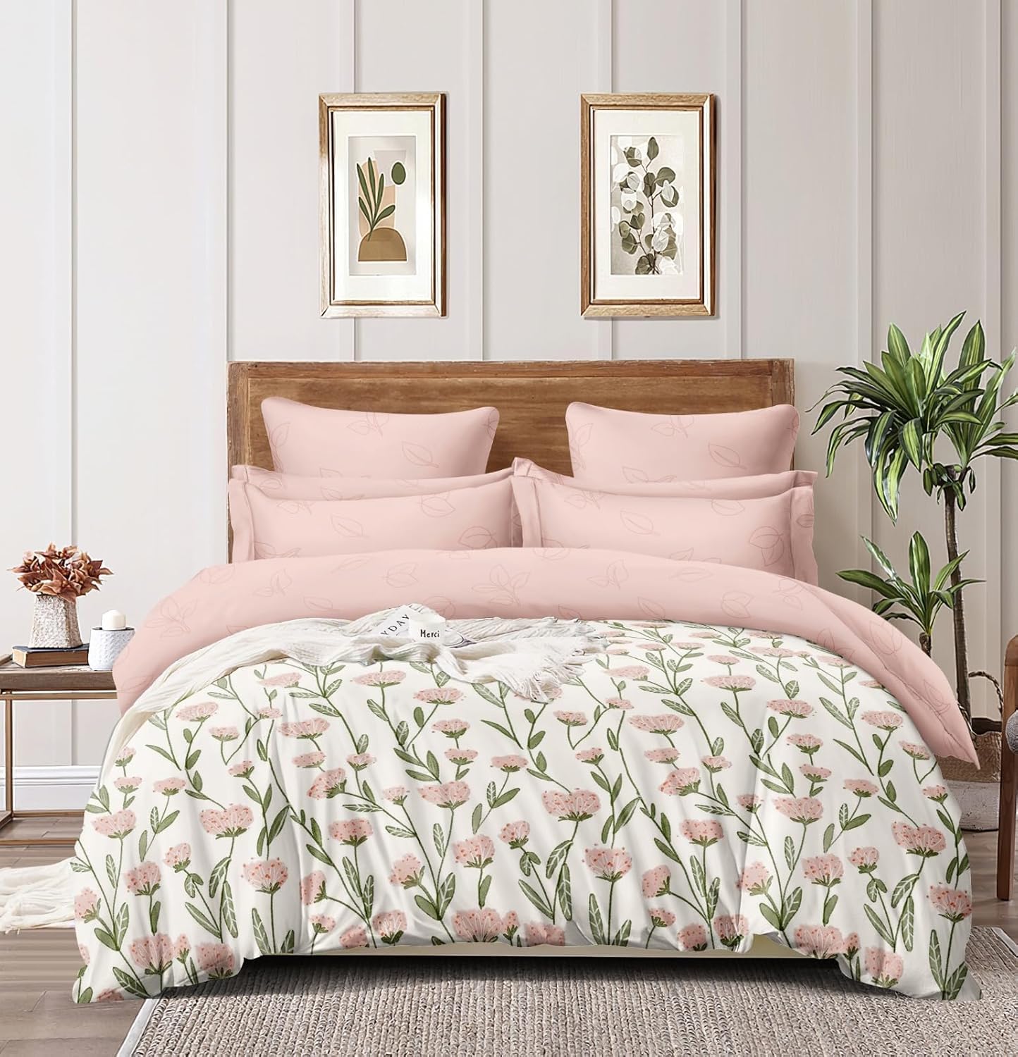 DECOMIZER AquaDamasFlower Bed Sheet Set - Soft Cotton -8 DECOMIZER AquaDamasFlower Bed Sheet Set - Soft Cotton -8
