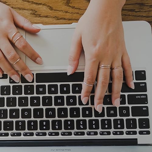 Miniatura 4 de Ellie J Maui Anillo martillado, anillos apilables delgados de 0.039 pulgadas (0.039 in), anillos minimalistas para mujeres, anillos rellenos de oro