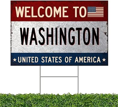 Mousus Welcome to US City Yard Sign | 12x18 Inches Yard Sign with Metal H Stake Double Sided