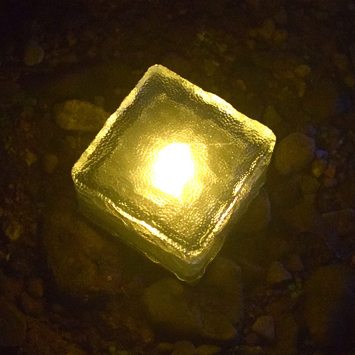 Zewnętrzne solarne LED, kwiat lodu płytka podłogowa lampa podłogowa lampa trawnikowa lampa ogrodowa szkło lampa podłogowa lampa podwórko lampa wodoodporna, oświetlenie ścieżki patio ciepłe światło, 4 szt