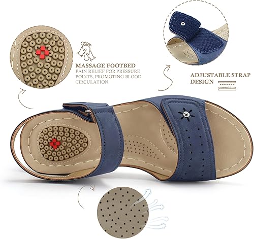 Miniatura 2 de JABASIC Sandalias cómodas para mujer, sandalias ortopédicas para caminar, sandalias ortopédicas con soporte para el arco