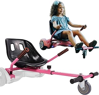 Hoverboard seat attachment for 6.5”-10” hover board, go kart conversion kit, accessory for self balancing scooter, transform your hover board into a go cart (PINK)
