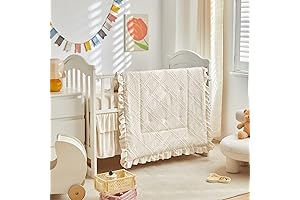 Tufted Ruffle Crib Bedding Set: Boho Chic Baby Bedding with Ruffled Shabby Chic Design