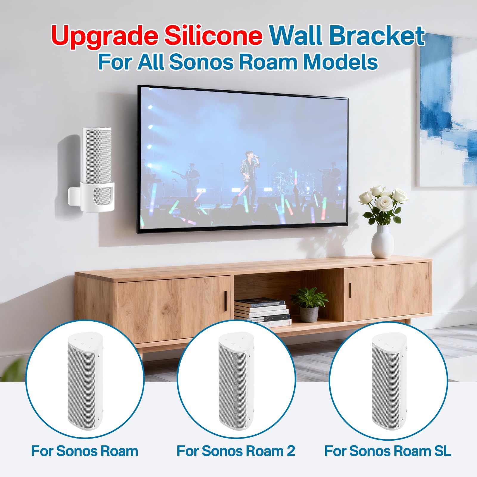 Dinghosen Robusto supporto da parete per altoparlanti Sonos Roam 2, Sonos Roam, Roam SL Mount – Supporto salvaspazio per altoparlanti Sonos Roam, Roam2, Roam SL, staffa di montaggio facile da