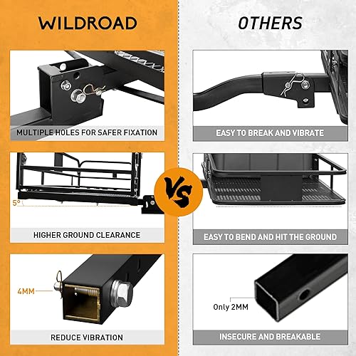 Miniatura 4 de Wildroad Cesta de carga de montaje de enganche de 227 kg, plegable para vehículos, 152 x 61 x 35 cm, se adapta a receptores de 5 cm con