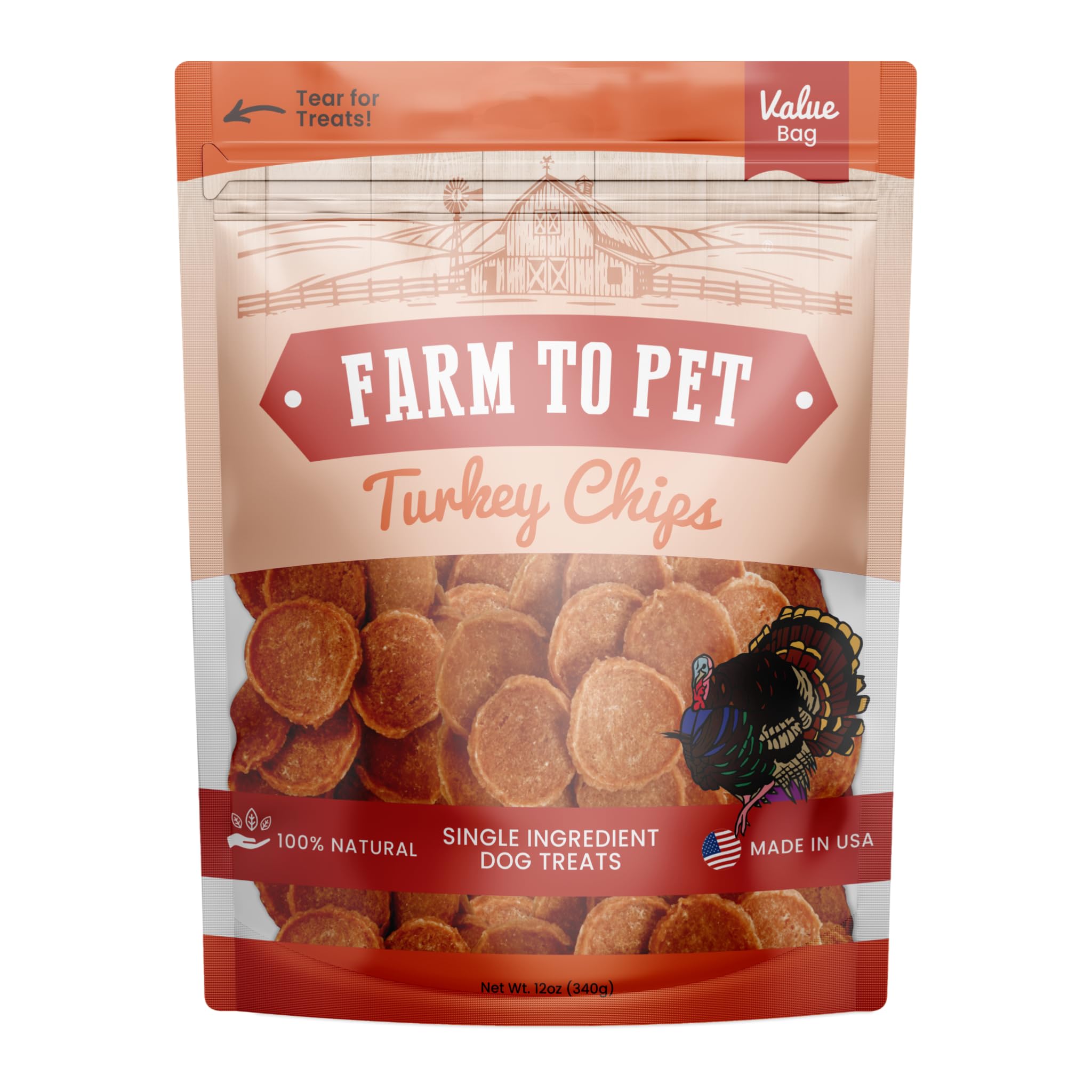 Sponsored Ad - Farm To Pet Dog Training Treats, Healthy Turkey Dog Treats - 12 oz, Crunchy, Single Ingredient, All Natural Turkey Chips, Easy to Digest, Great for Dogs with Chicken Allergies, Made in USA
