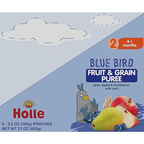 Miniatura 18 de Holle Bolsas orgánicas de comida para bebés, puré de plátano y llama para bebés con plátano, manzana, mango y albaricoque, (paquete de 6) bocadillos