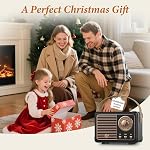 PRUNUS J-999 Retro Bluetooth Speaker,Vintage Decor,Mini Wireless Bluetooth Speaker,Cute Old Fashion Style Support USB/TF Card/AUX for Kitchen Desk Bedroom Office Party Outdoor(Black)