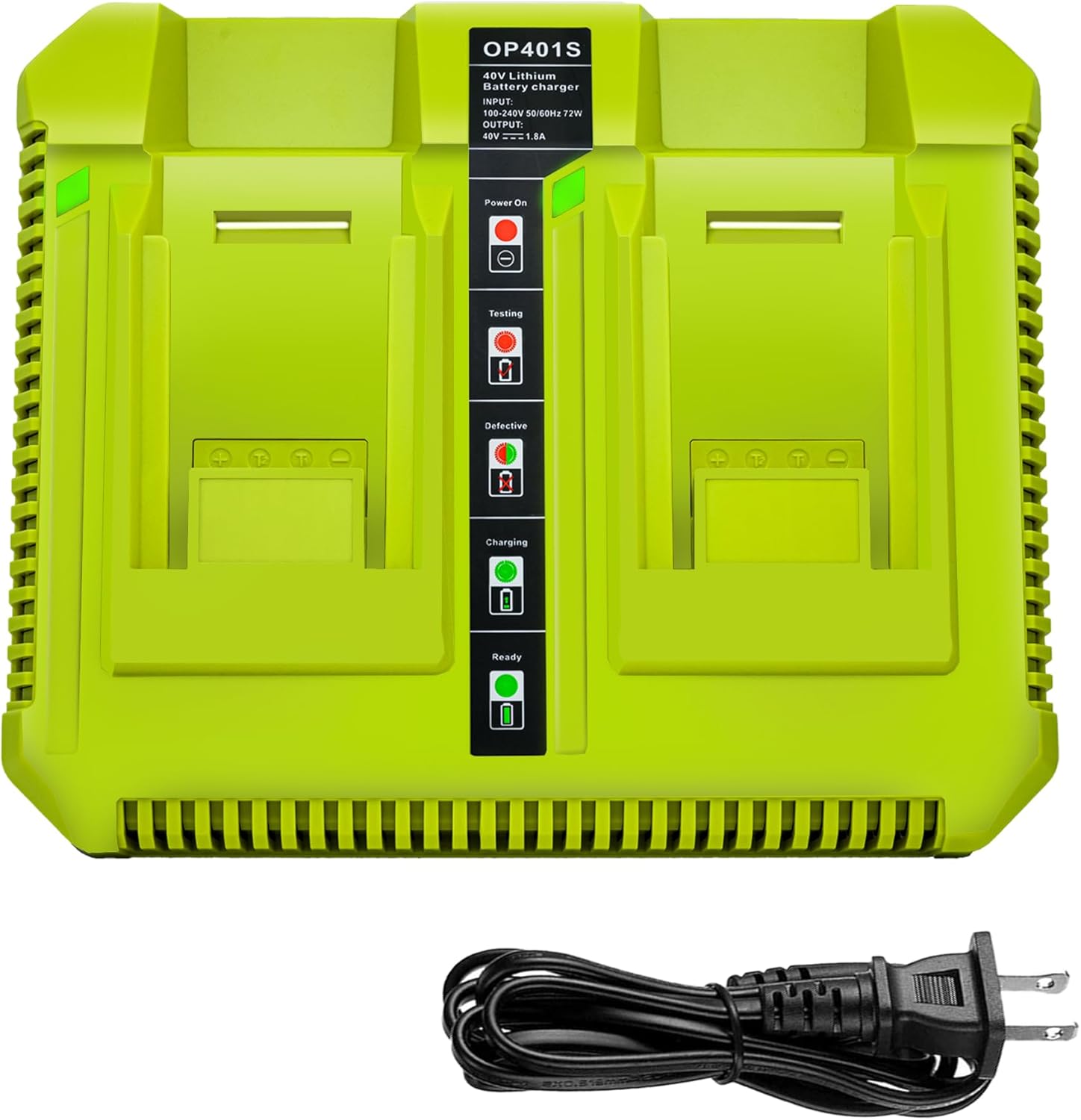 Replace for Ryobi 40V Battery Charger OP401 S,Dual Ports Fast Charger Compatible with Ryobi 40V Battery Lithium OP4015 OP4026 OP4030 OP4040 OP4050 OP4060 OP40301 OP4050A