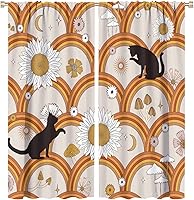 Vista 10 de JESTRONRY Cortinas de gato negro de mediados de siglo, color rosa, atómico, abstracto, vintage, bohemio, geométrico, estilo de los años 50, 60