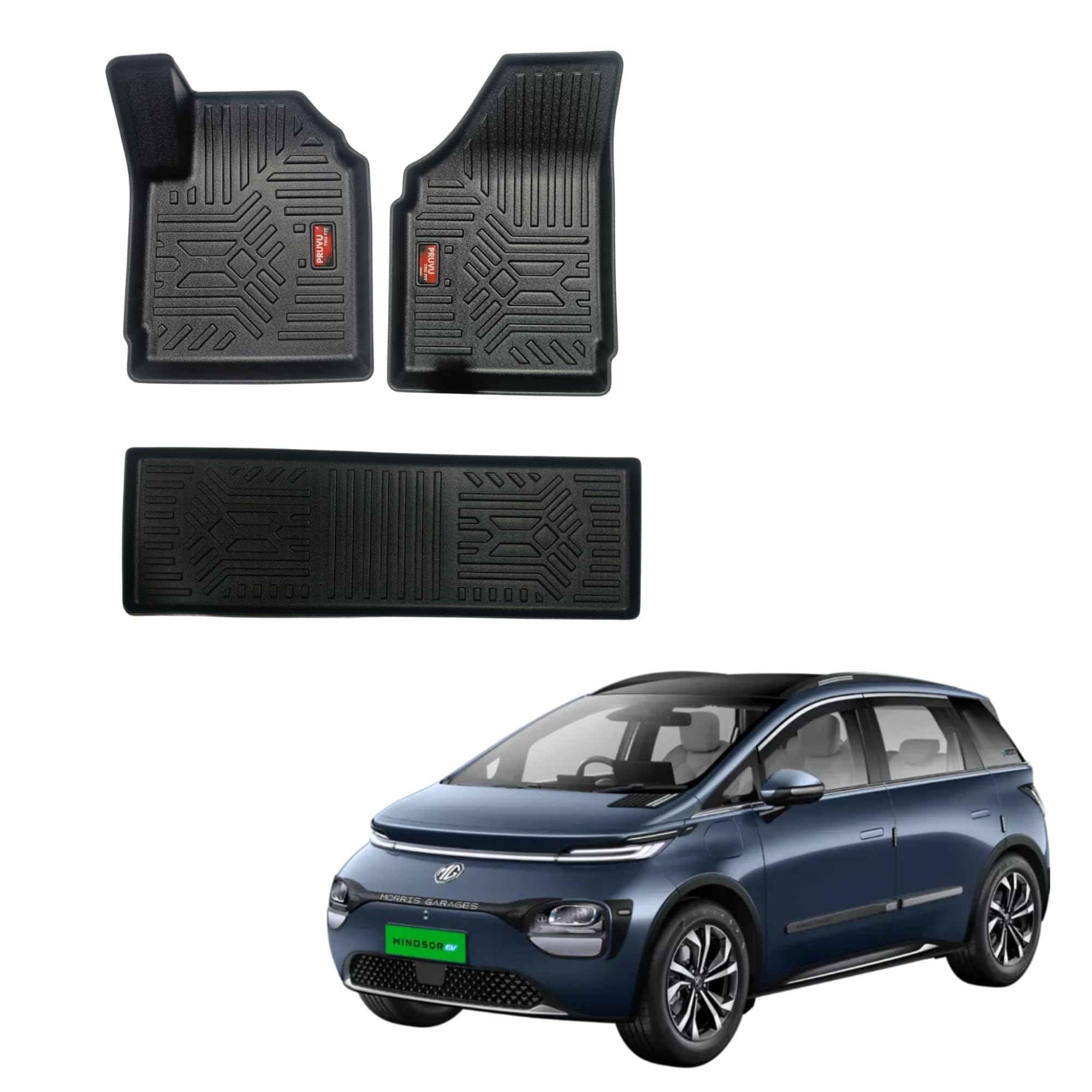 3D Premium Car Floor Mat Compatible with MG Motor Windsor EV (Automatic) | Year: 2025 | Material: TPE | Set of 2 Rows | Waterproof and Washable | Colour: Black-image-37