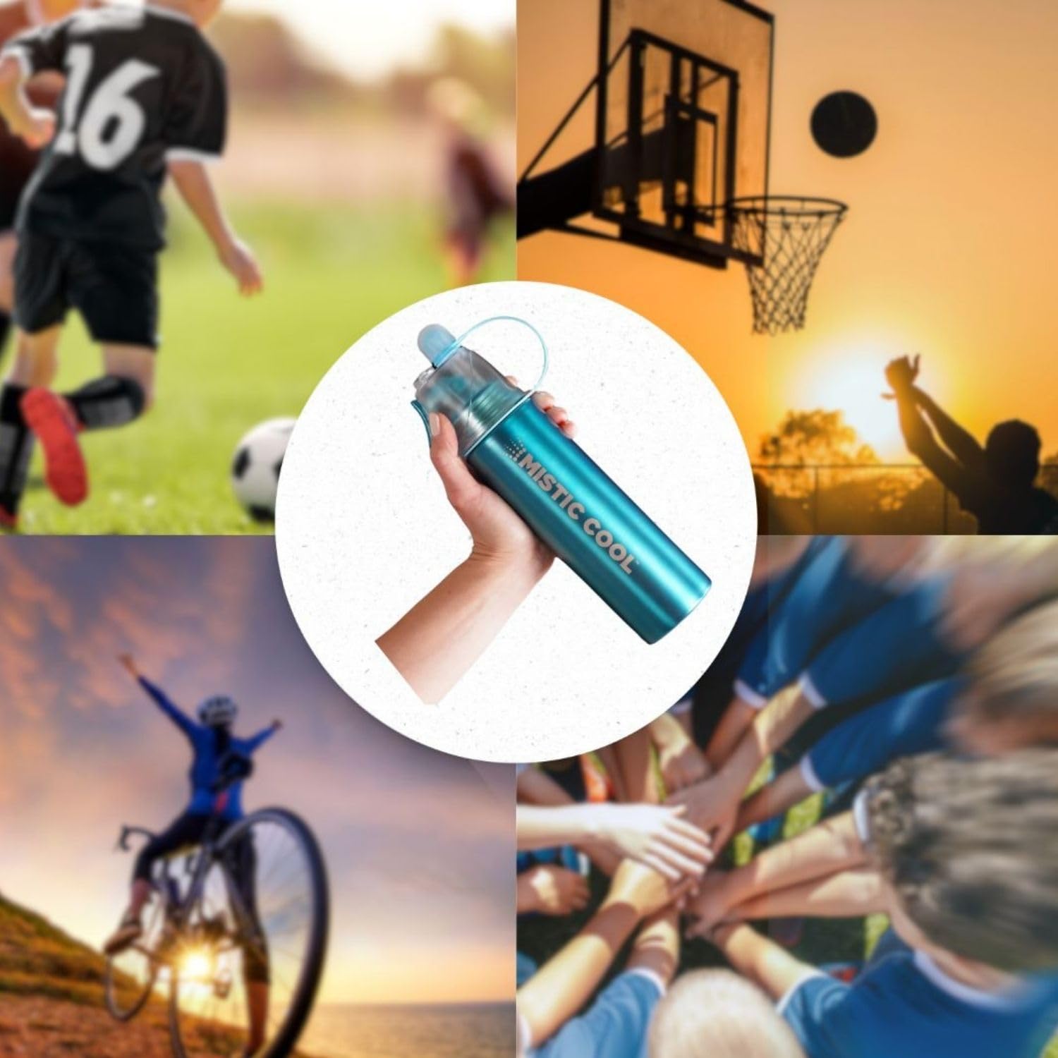 MISTIC COOL Aluminium-Sport-Wasserflasche mit Sprühnebel, BPA-frei, tragbare Sprühflasche für Workout und Laufen, 680 ml, 2 Stück