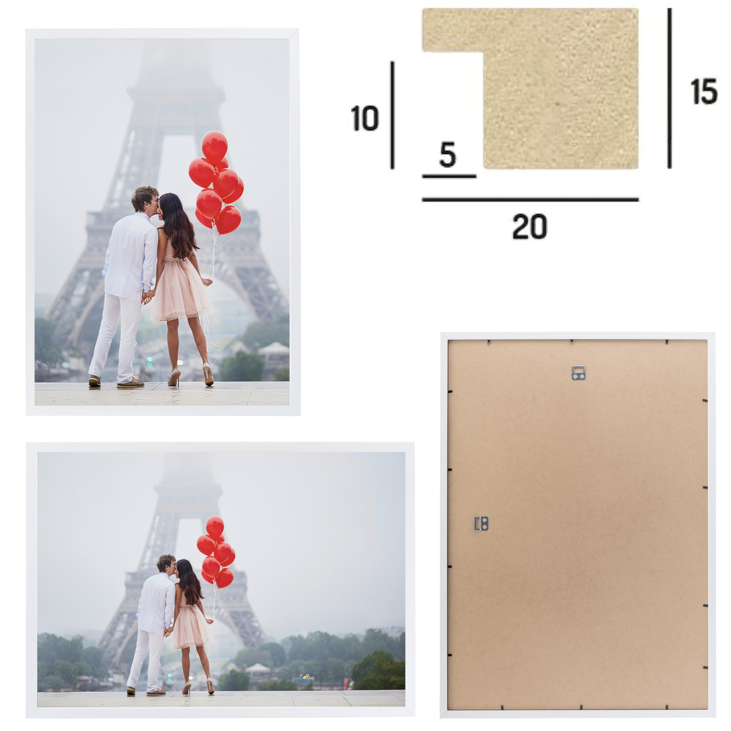 PCH[art] Fotolijst New Alaya | Kleur: Wit | Maat: 84x119 DIN A0 cm | Tijdloze en eenvoudige lijst voor posters, foto's en portretten