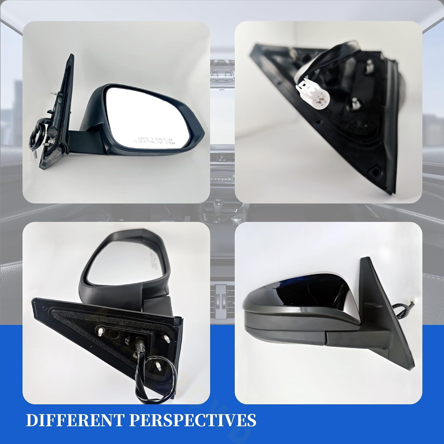Black Right Passenger Side Mirror Replacement For Toyota 4Runner 2014-2024 Manual Folding|Heated|With Power Glass -Right Side Mirror#TO1320313(5Pins)