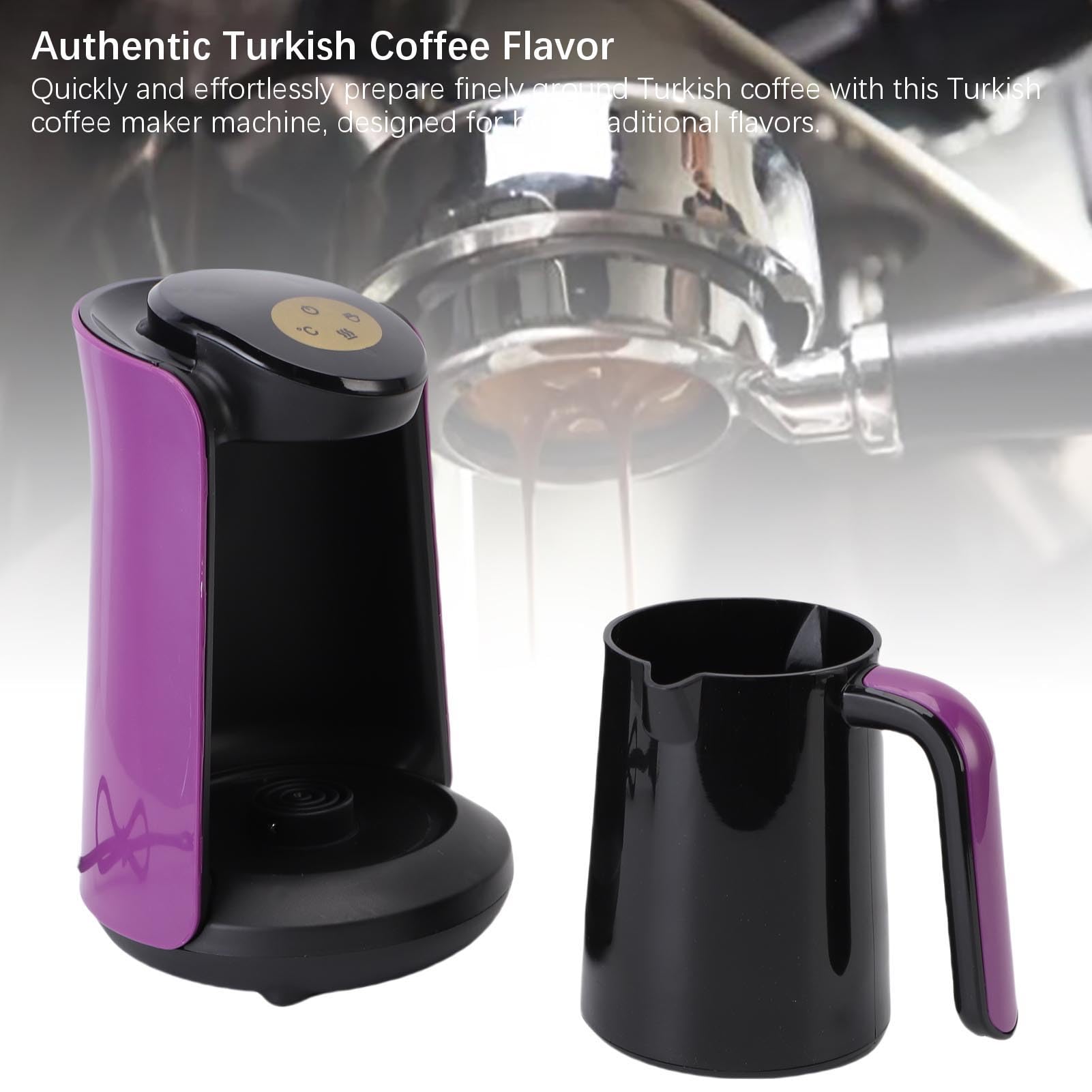 Mumusuki Türkische Kaffeemaschine, 400 W 6 Tassen Elektrische Türkische Kaffeemaschine mit Trockenem Kochen, Überhitzungsschutz und Anti -Überlauf -System für Kaffeee Heiße Getränke (EU-Stecker)