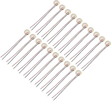sourcing map 20Pcs Piezoelectric Discs 12mm Acoustic Pickup Transducer Microphones Trigger Buzzer Drum Guitar with Aluminum Shell