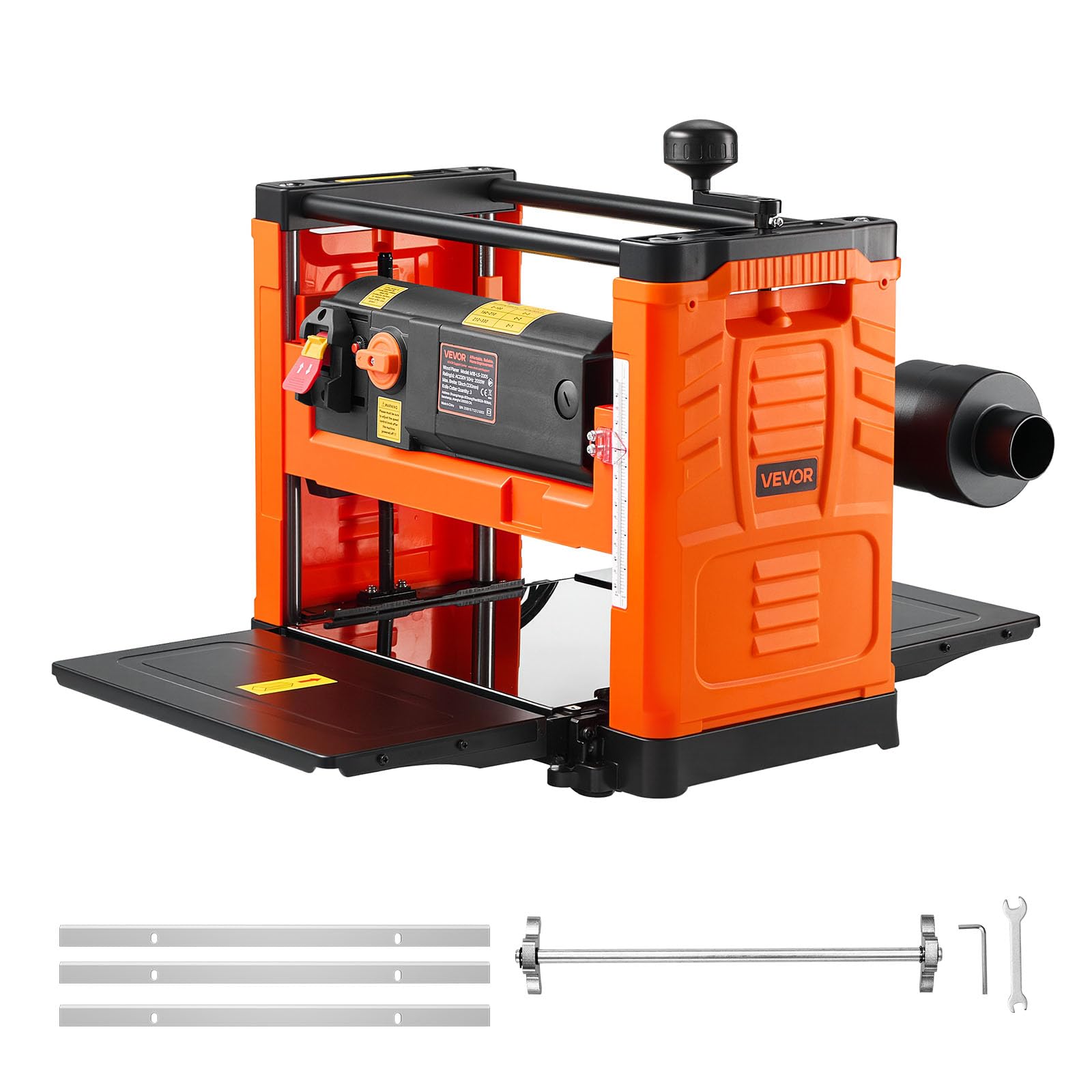 VEVOR Pialla a Spessore, Tre Lame Due Velocità 330 mm Larghezza, Banco Elettrico Motore da 2000 W e 23500 Giri/min, Doppi Rulli Protezione Eccessiva, per Materiali in Legno Duro e Tenero