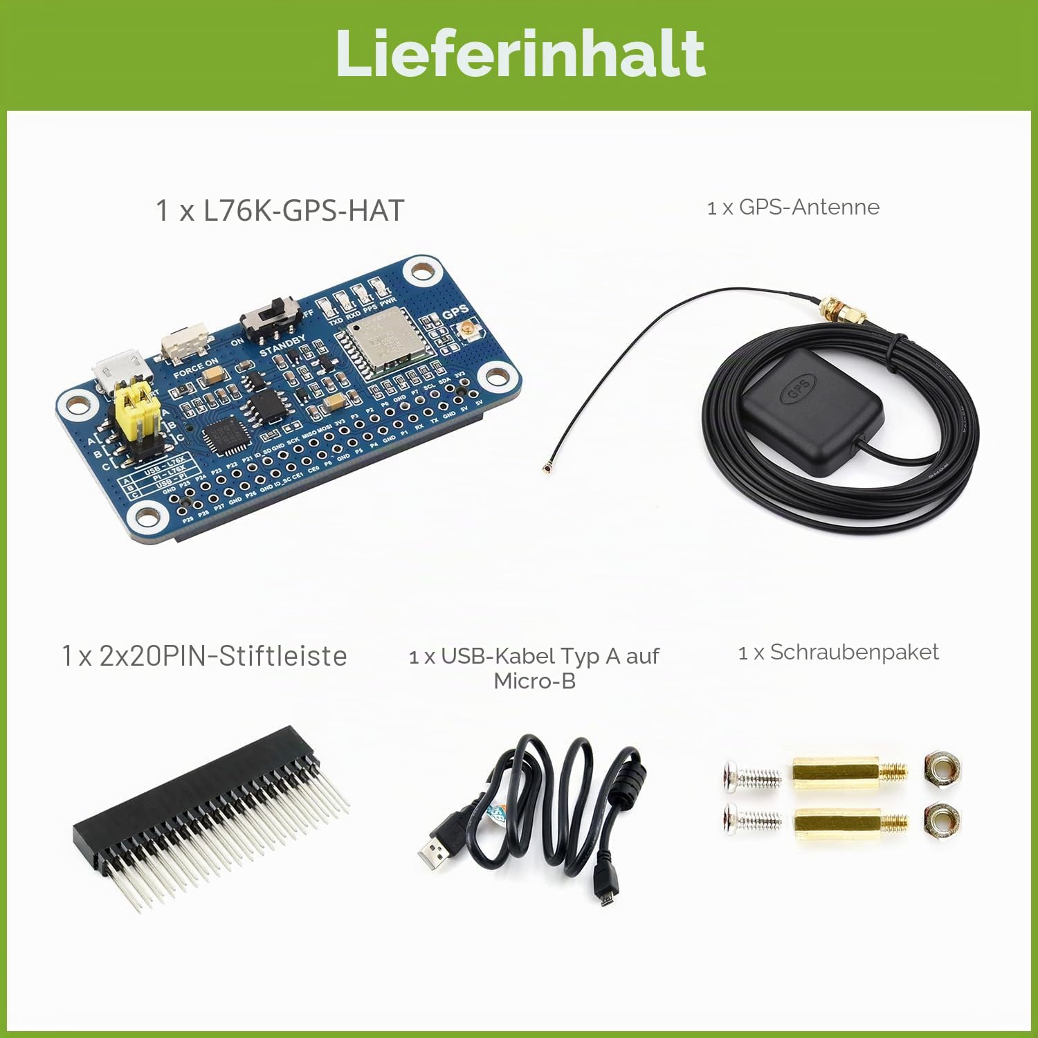 Waveshare L76K GPS HAT for Raspberry Pi, GPS/BeiDou (BDS) / GLONASS/QZSS Support