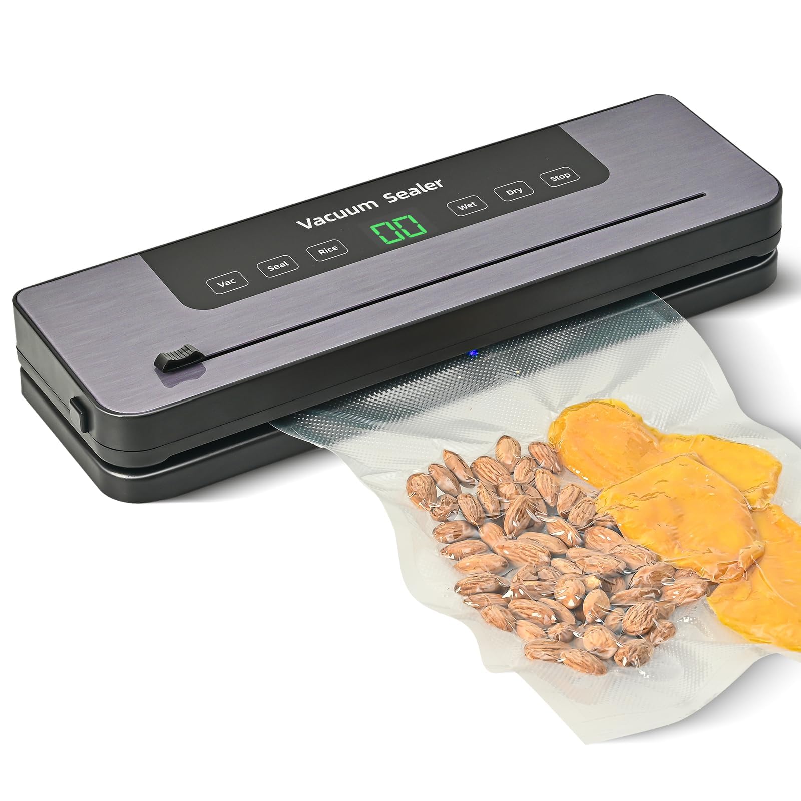 KASTWAVE Vacuum Sealing Machine, Compact Sealing System Vacuum Sealer, Portable Strong Suction Power Food Sealer, External with Cutter, Easy to Operate, Suitable for Middle-Aged and Elderly People