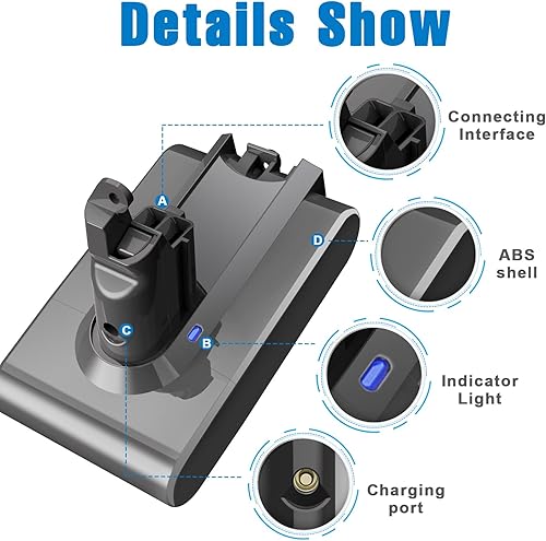 Miniatura 2 de Reemplazo de batería de 2000 mAh para Dyson V6 V6 SV04 DC58 DC59 DC61 DC62 DC72 DC74 SV03 SV04 SV05 SV06 SV07 SV09 Amazon Shipping