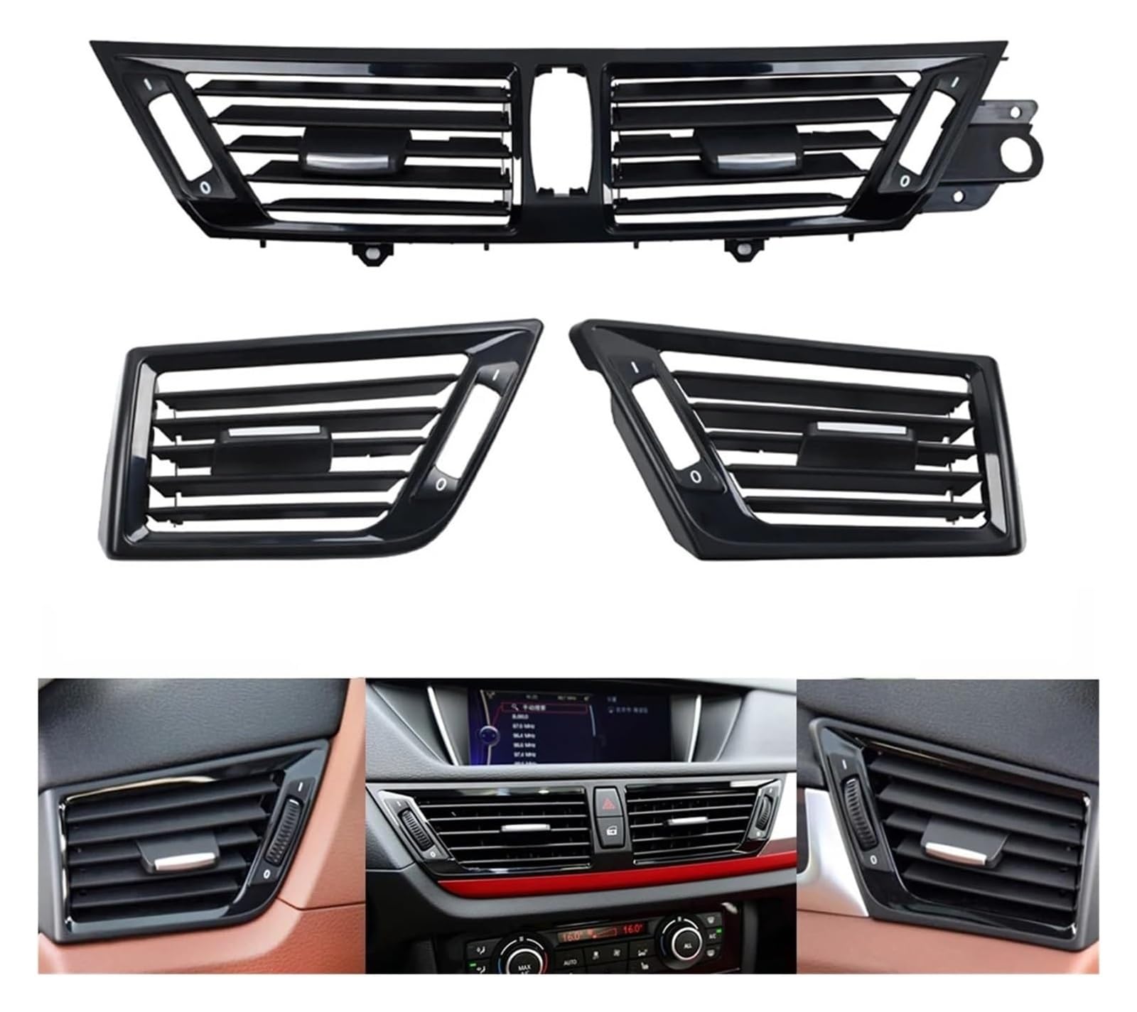 Salida Aire Rejilla para BMW X1 E84 2010-2016 LHD 64229258354 Reemplazo Panel Salida Aire Acondicionado Consola Delantera Tablero(-Right Piano Black)