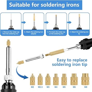Soldering Iron Tips,16 PCS Heat-Set Insert Tips for 3D Printer Threaded Inserts M2-M8 Brass Soldering Iron Tips Kit Plastic Welding Tool Compatible with Soldering Irons Lötspitzen