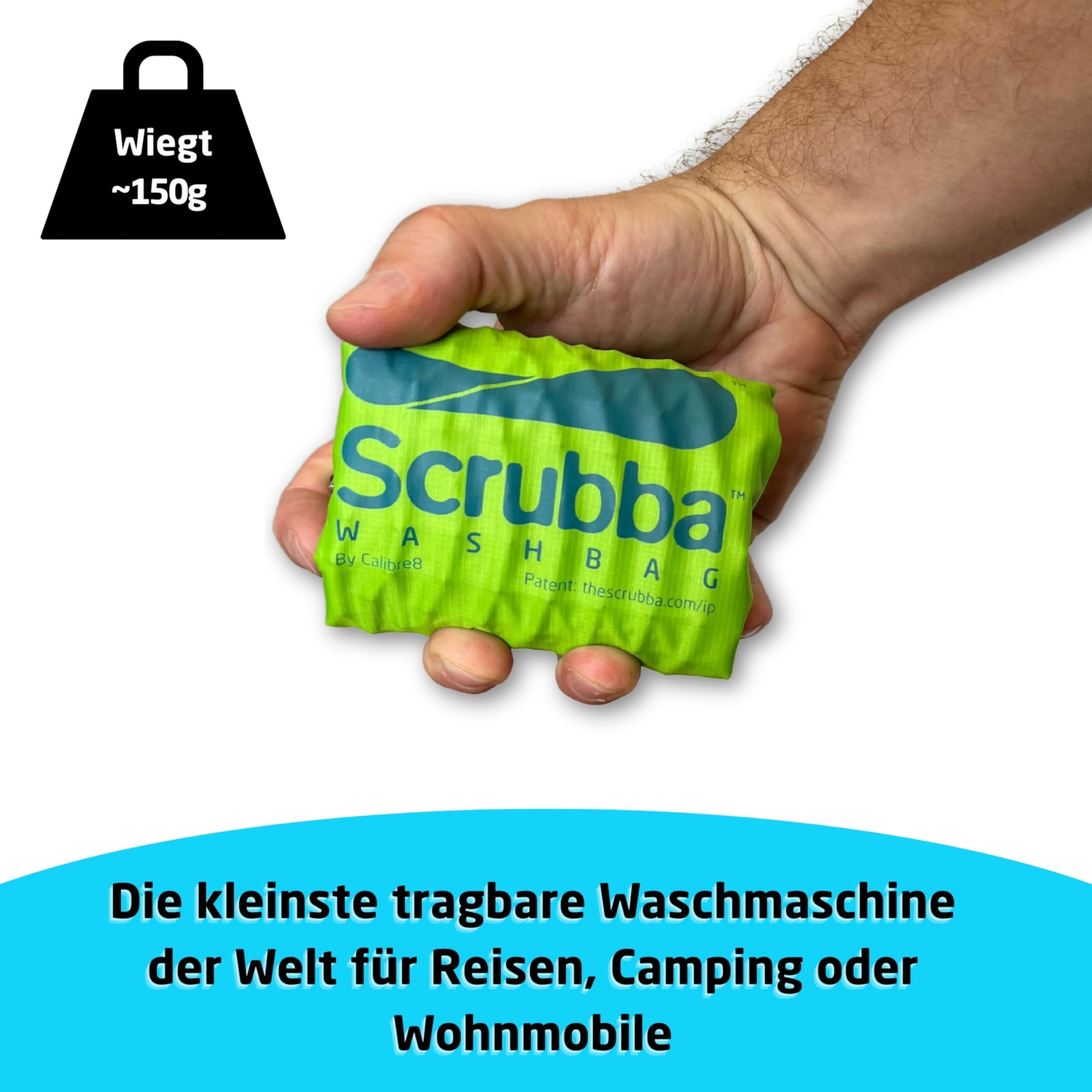 Scrubba Waschbeutel – Tragbare Waschmaschine für Reisen & Camping – Leichte Handwaschmaschine für Kleidung – 150g