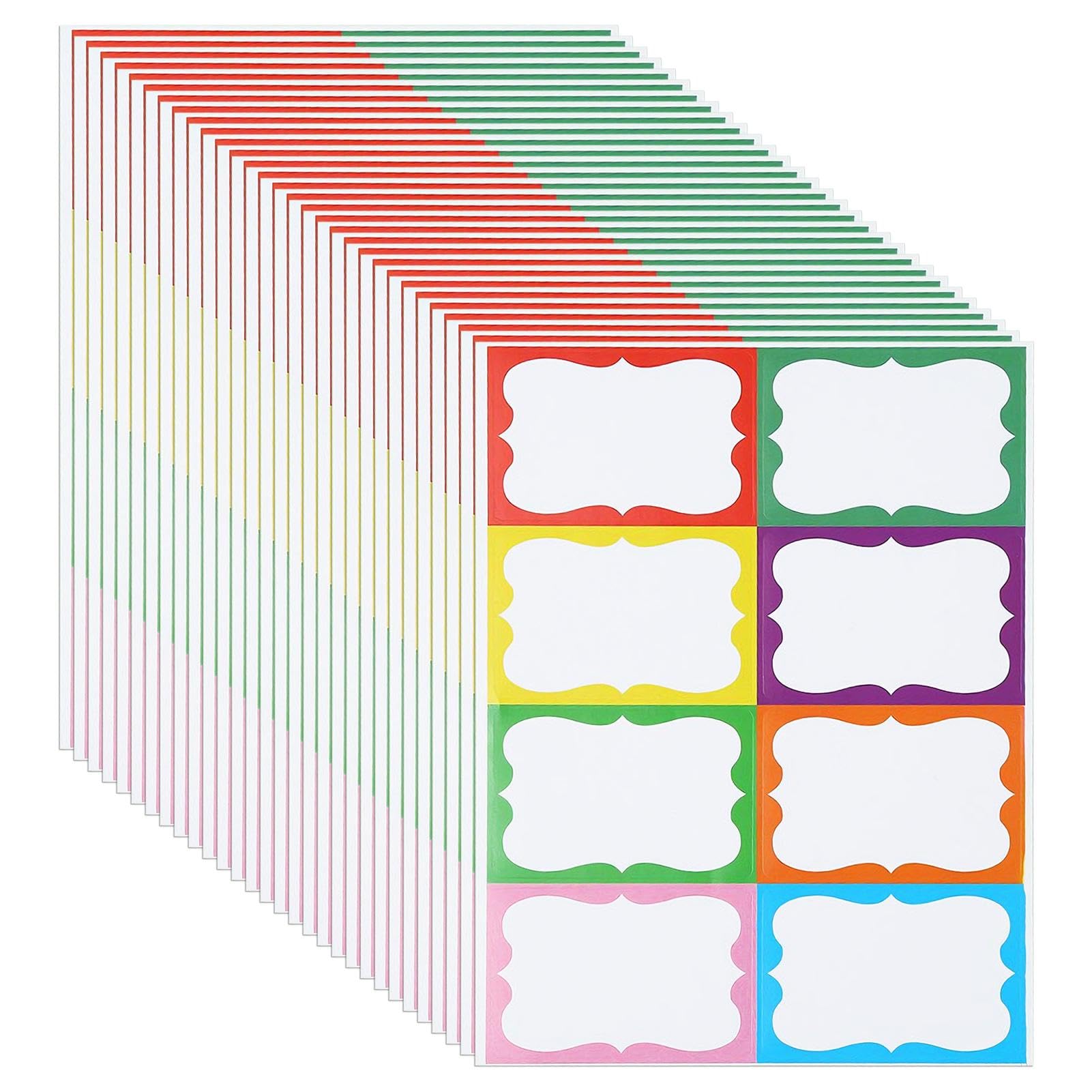 240 Stickers - 76mm x 50mm Colorful Plain Name Tag Labels 8 Colours Sticky Labels Stickers for School Office Home
