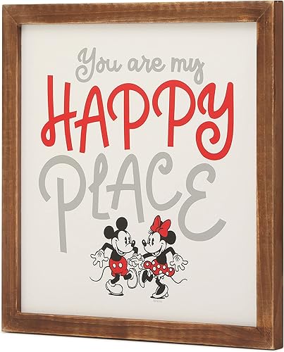 Miniatura 2 de Disney Mickey y Minnie Mouse You Are My Happy Place - Decoración de pared de madera enmarcada - Bonita imagen de Mickey Mouse