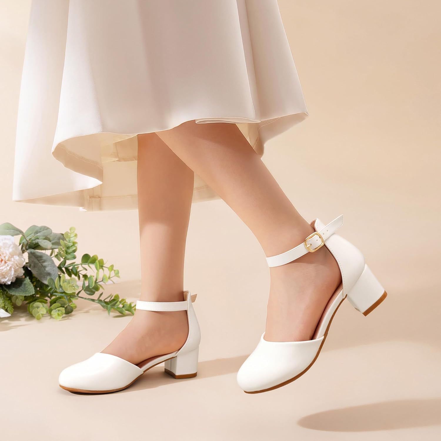 DREAM PAIRS Girls Dress Shoes Closed Toe High Heels Ankle Strap Toddler Little Big Kid Wedding Flower Party Pump - Image 2