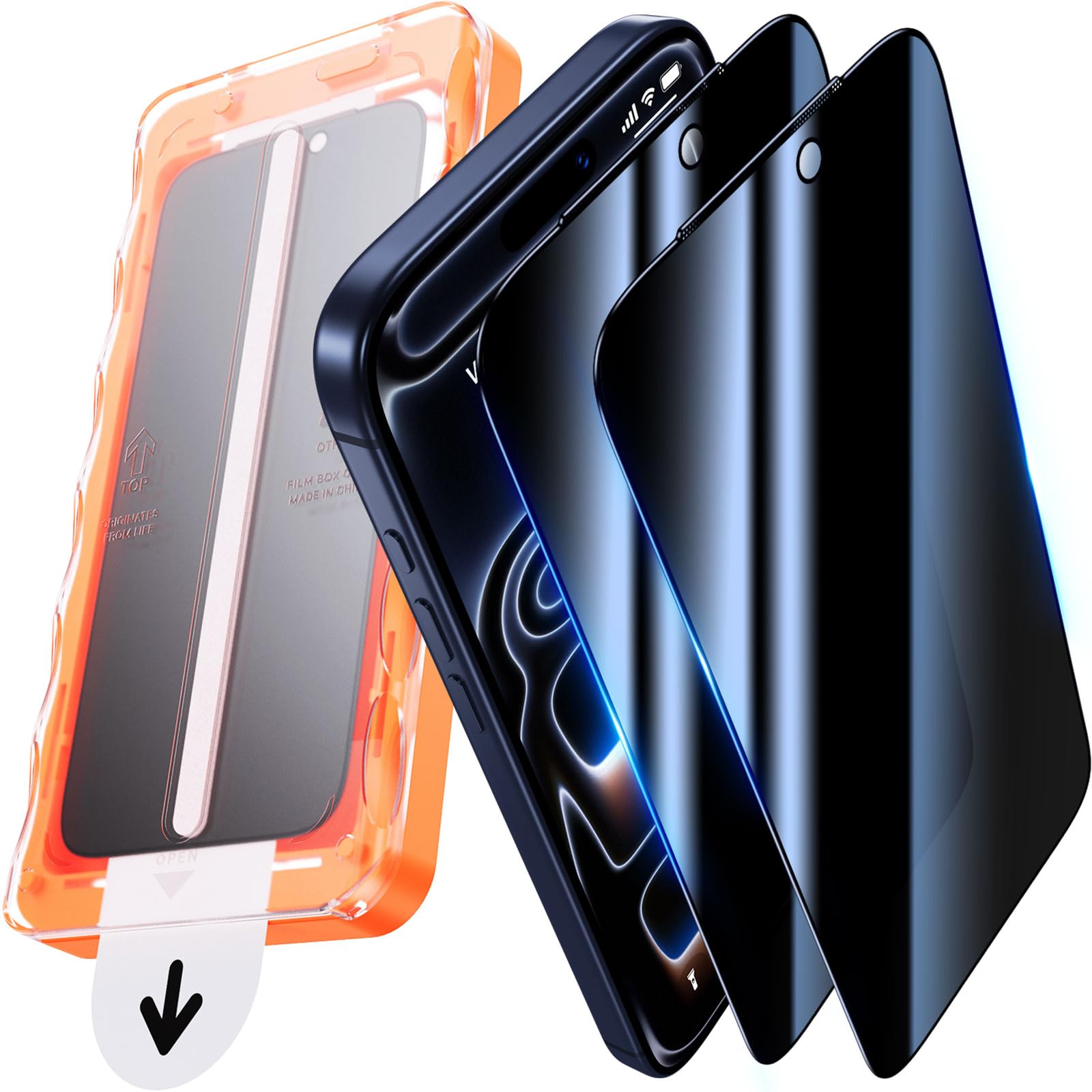UniqueMe für iPhone 17 Pro für Panzerglas - [Full Screen Displayschutz] Schutzfolie für iPhone 17 Pro Schutzglas, Auto Installation, 2 Stück | Full Screen Displayschutz für iPhone 17 Pro Folie, Auto Installation Bruchsicher Militärniveau Anti-Kratzer Bläschenfrei