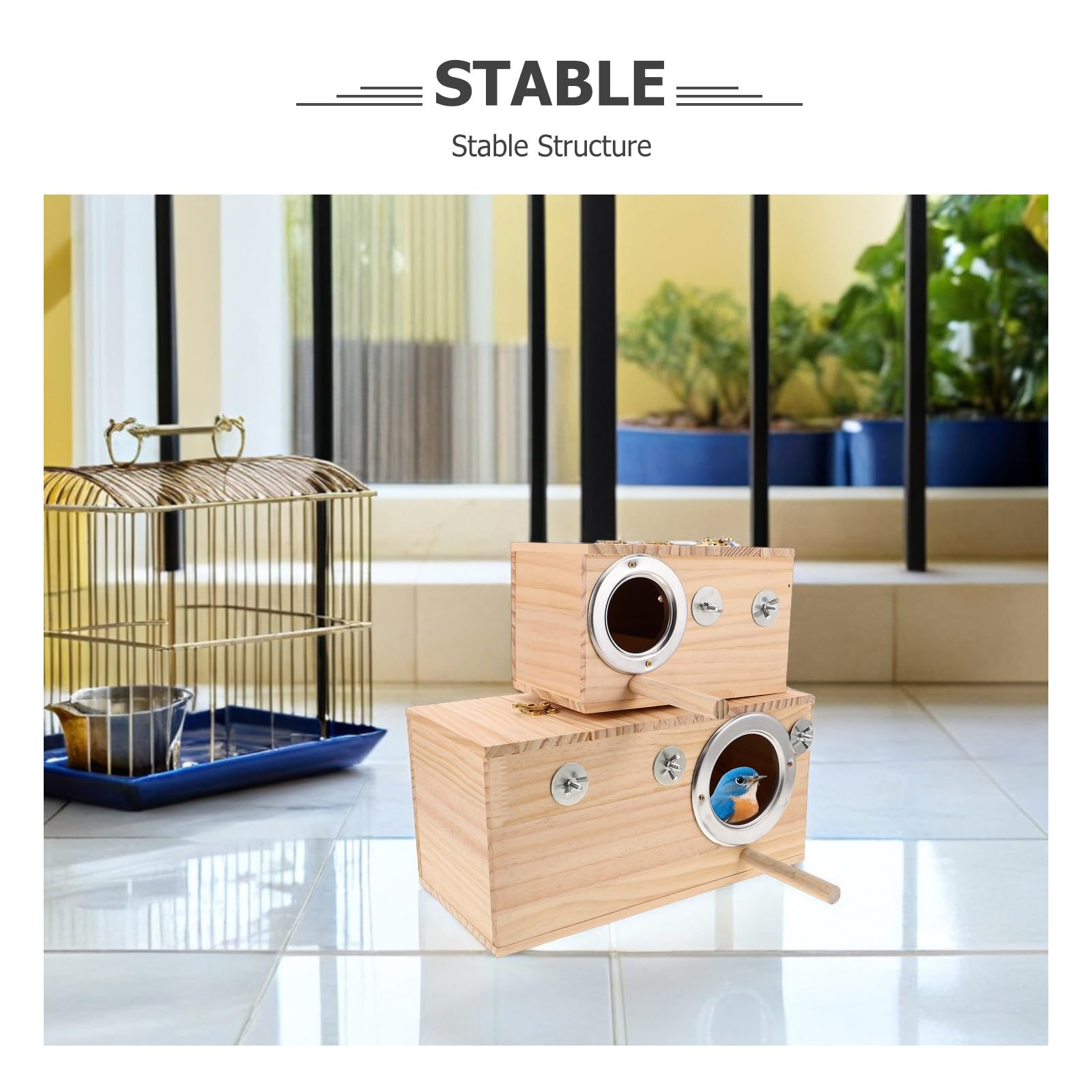 SHOWERORO 2 nidos de cría para pájaros: Caja de Madera, Ideal para periquitos y cacatúas. Ideal para agapornis y Loros.