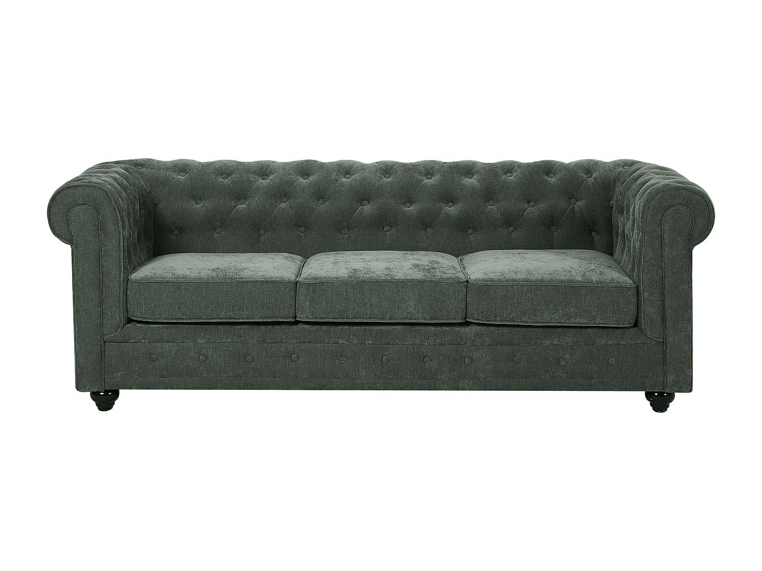 Vente-unique - Canapé 3 Places en Tissu Vert Chesterfield