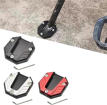 Motorcycle Kickstand Plate for Honda Lead 125, Aluminum Alloy Kickstand Pad Support Accessory with Hex Wrench, Side Stand Extension, Anti-Skid Enlarged Base,C Red