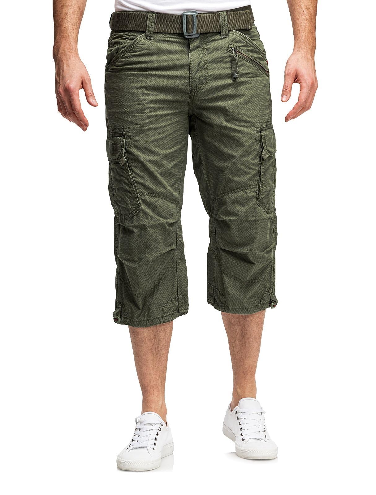 Timezone Herren 3/4 Cargo Hose Loose MILESTZ - Loose Fit -Schwarz Grau Baumwolle