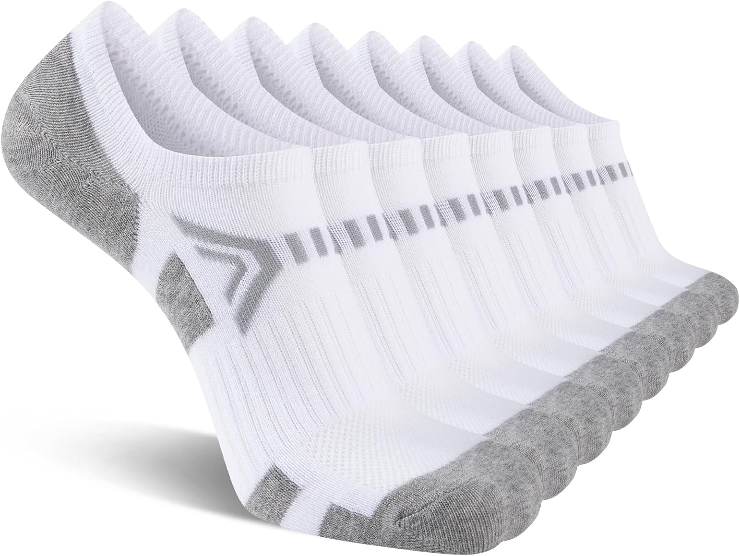 COOVAN No Show Socks Men Non Slip Arch Support Stripes 8 Pairs Men Low Cut Socks