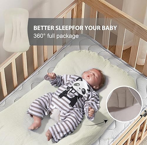 Miniatura 4 de Funda de muselina para tumbona de bebé de algodón orgánico, funda extraíble para almohada de tumbona de bebé, suave y cómoda, funda acolchada para
