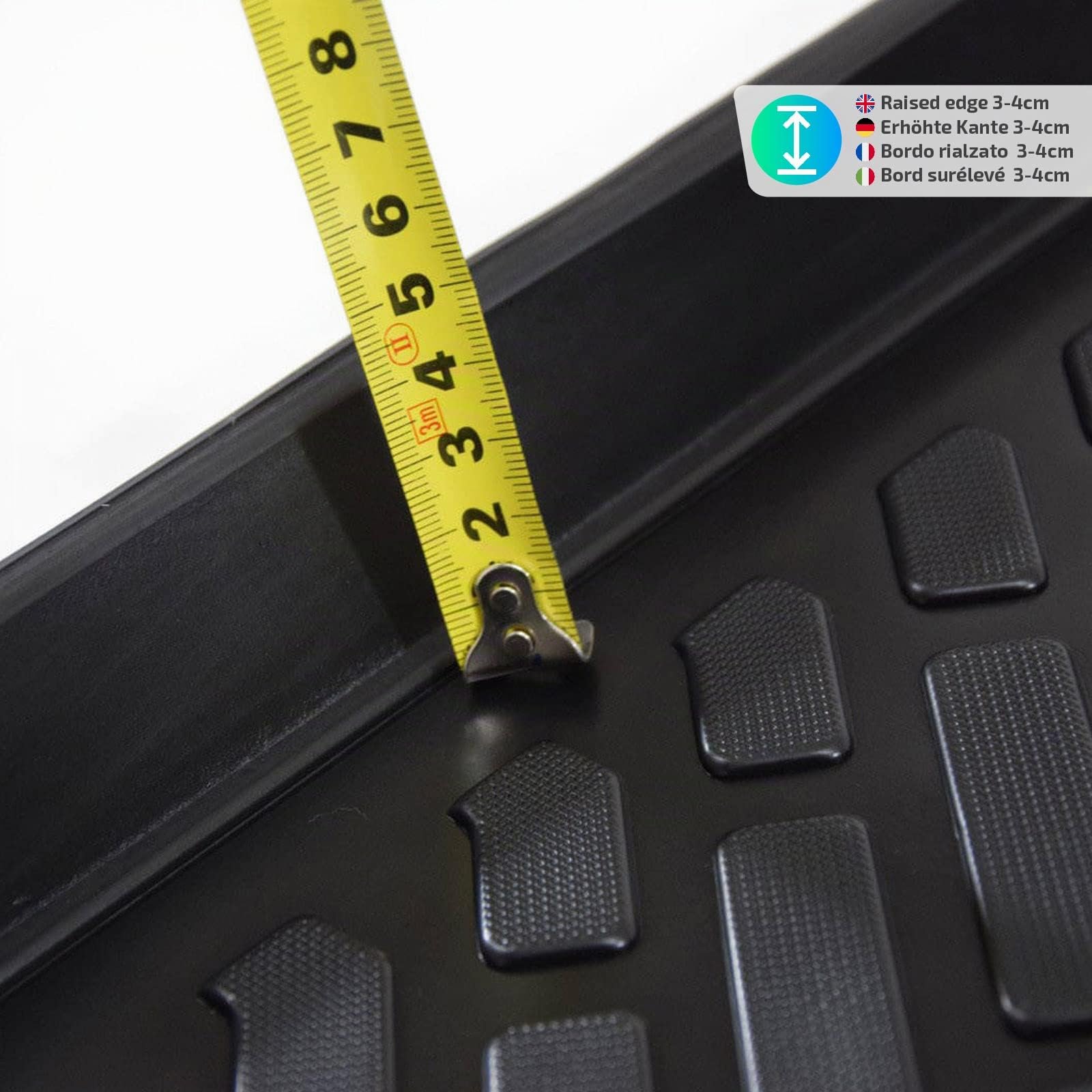 J&J AUTOMOTIVE 3D Tapis de Sol en Caoutchouc sur Mesure pour Dacia Sandero Stepway 2 2012-2020, Premium, Bord Haut, Noir, Antidérapant, Toutes Saisons