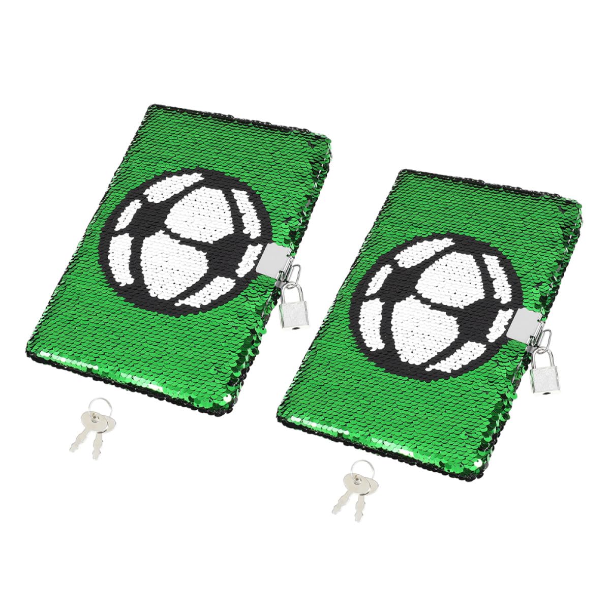 KESYOO Diario con Lucchetto e Paillettes Reversibili Tema Calcio Set 2 Pezzi Quaderno Portatile per Ragazzi e Ragazze Diario Scuola Calcio con Blocco Sicurezza Adolescente
