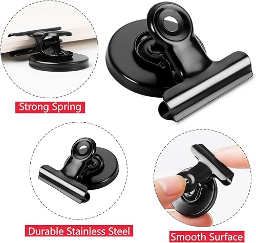 Miniatura 3 de Paquete de 6 imanes para refrigerador, imanes negros para nevera, clips magnéticos para pizarra blanca, imán de nevera para el hogar y la oficina