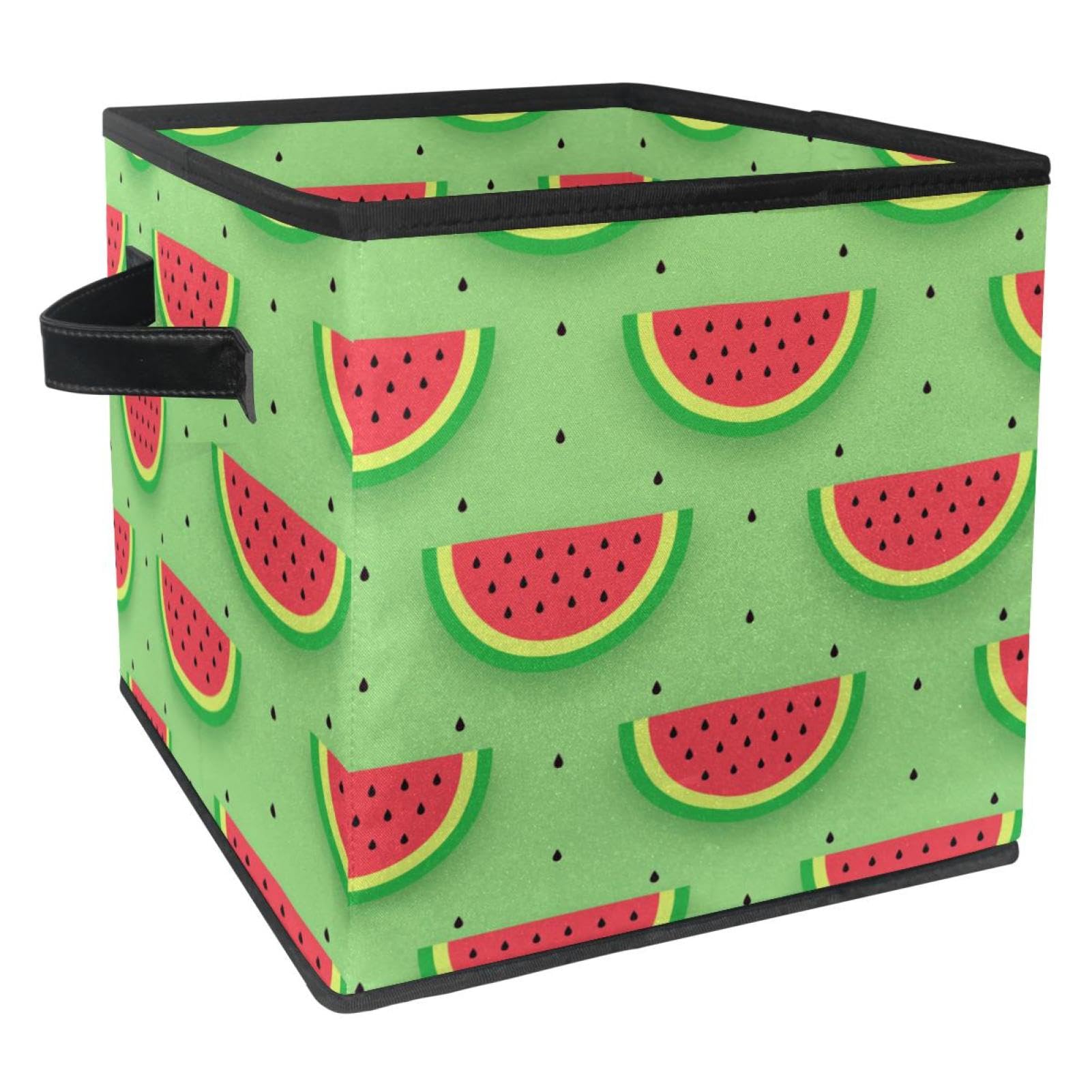 Boîte de rangement pliable en tissu vert pastèque pour placard et chambre